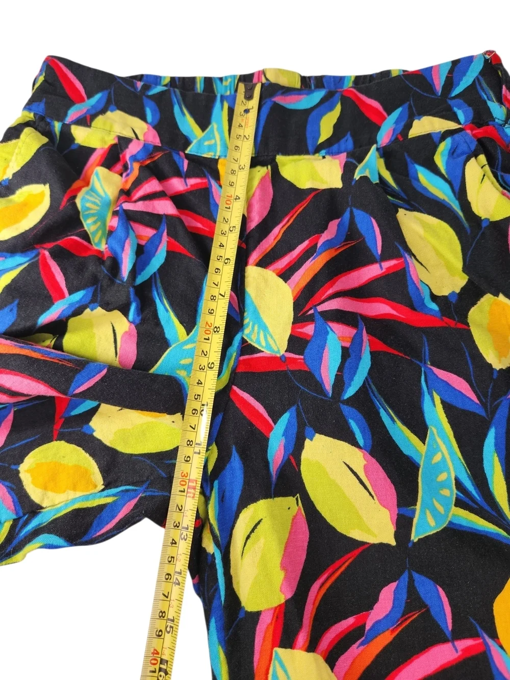 Tabitha Brown for Target Linen Blend Tropical Wide Leg Pants Medium Resort Lemon - Picture 13 of 16